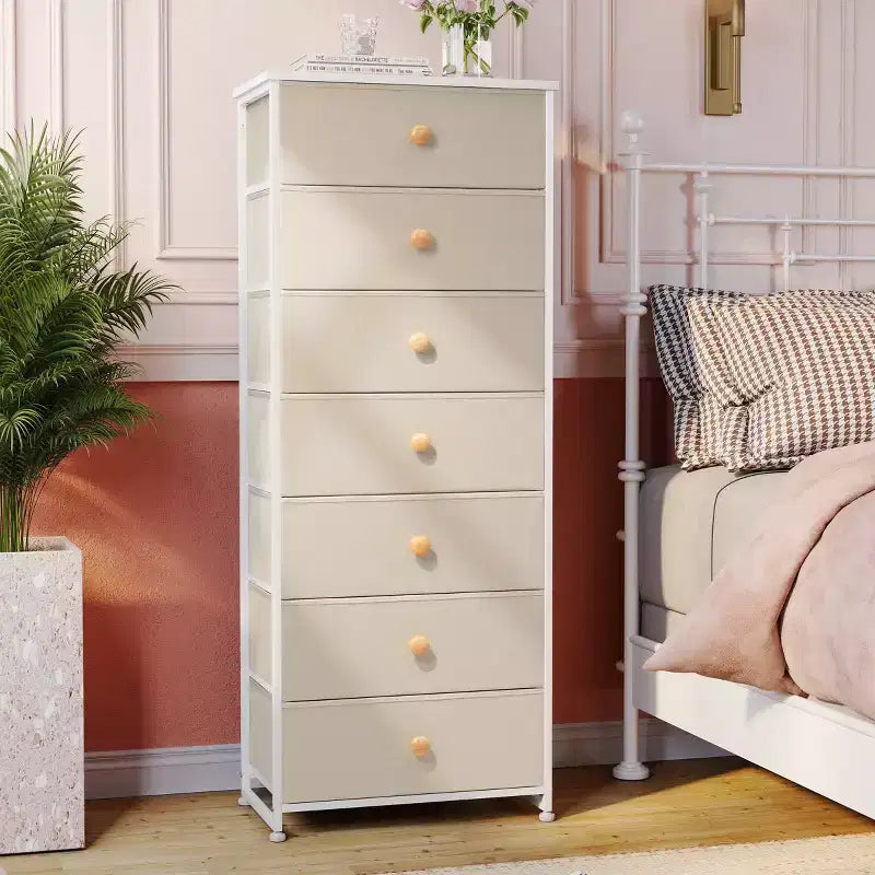 Crestlive Products Tall Dresser for Bedroom 7-Drawer Fabirc Storage Tower Chests of Drawers for Bedroom