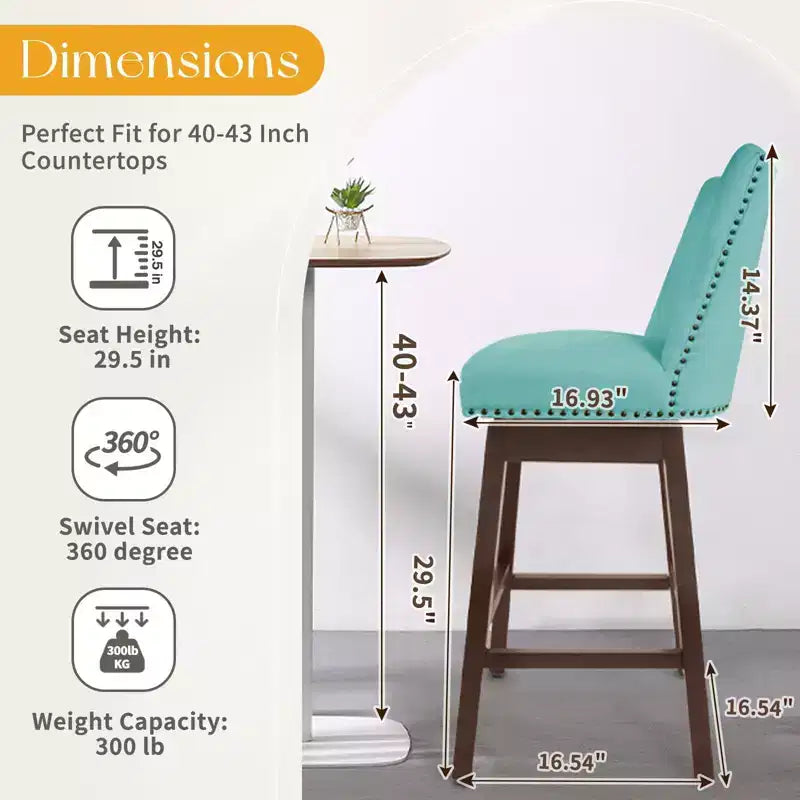 Tabouret de bar pivotant en bois massif Hyleory 29,5" (lot de 2)