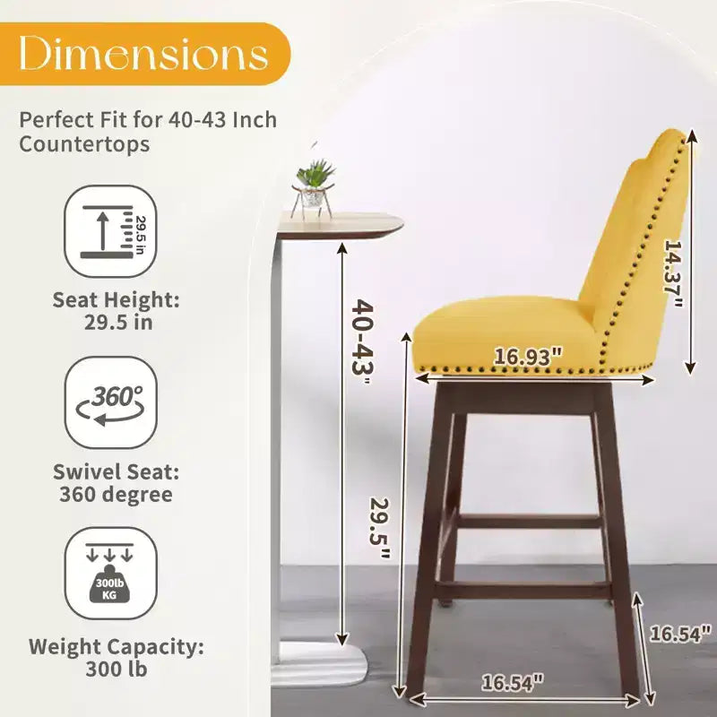 Tabouret de bar pivotant en bois massif Hyleory 29,5" (lot de 2)