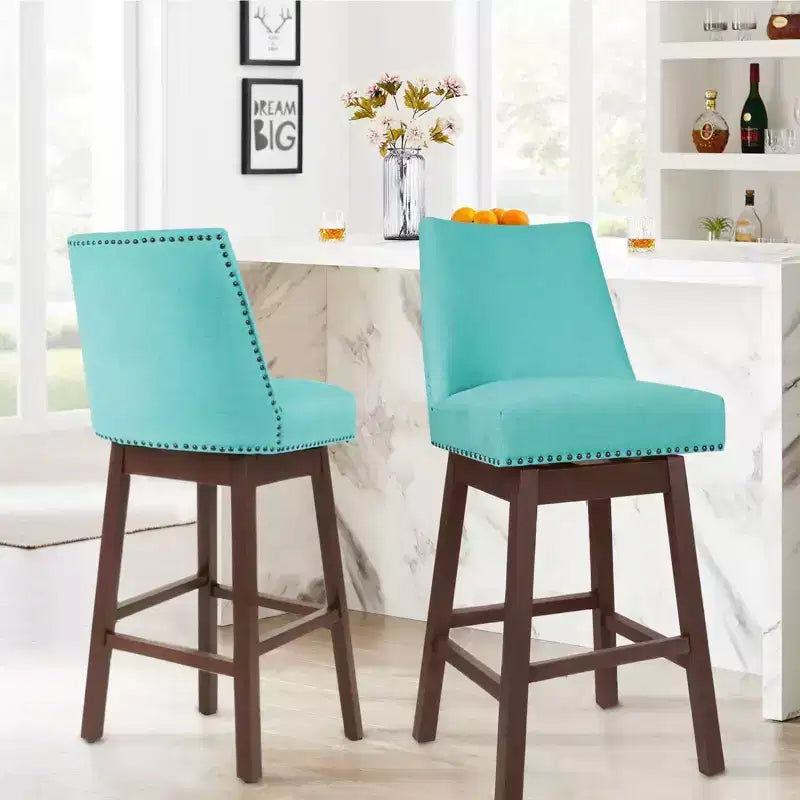 Tabouret de bar pivotant en bois massif Hyleory 29,5" (lot de 2)