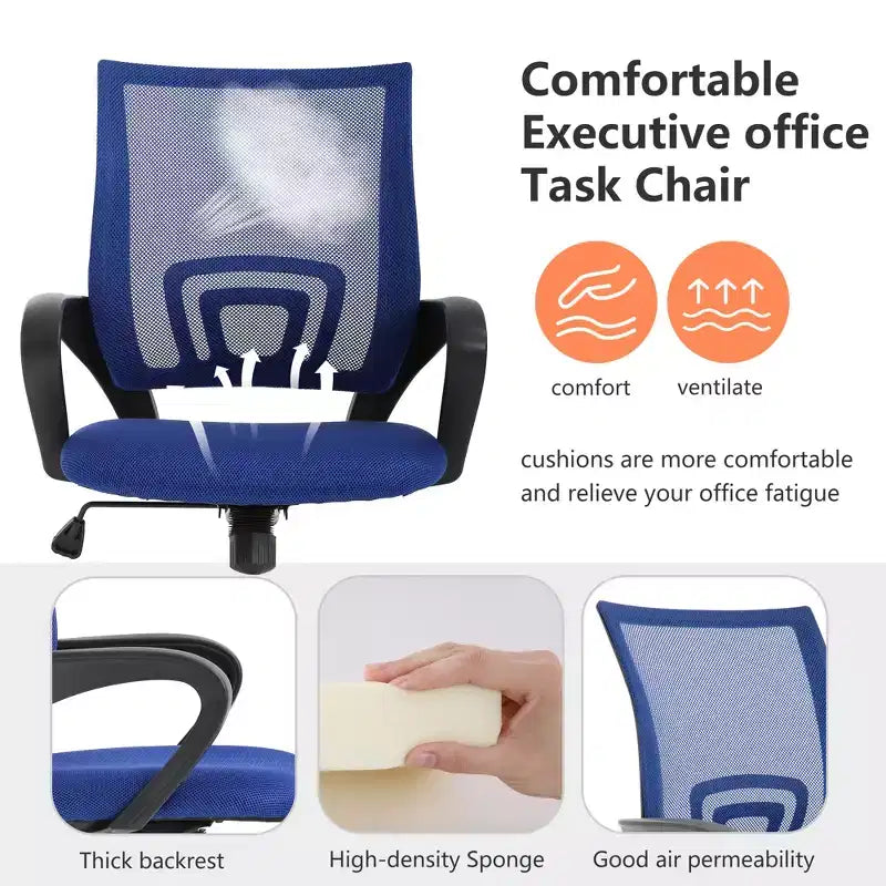 FDW Chaise de Bureau Maille Fauteuil d'Ordinateur avec Support Lombaire Accoudoir Chaise de Travail Réglable à Dossier Mi-Haut pour Femmes Adultes