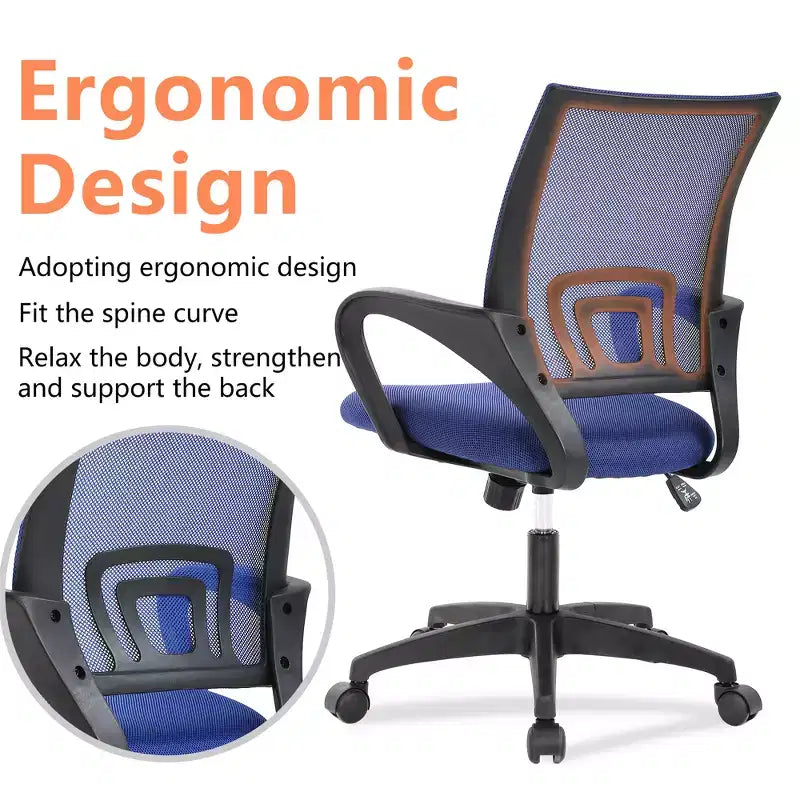FDW Chaise de Bureau Maille Fauteuil d'Ordinateur avec Support Lombaire Accoudoir Chaise de Travail Réglable à Dossier Mi-Haut pour Femmes Adultes