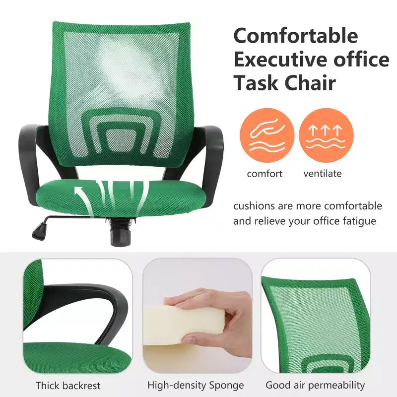 FDW Chaise de Bureau Maille Fauteuil d'Ordinateur avec Support Lombaire Accoudoir Chaise de Travail Réglable à Dossier Mi-Haut pour Femmes Adultes