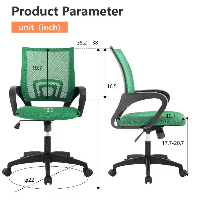 FDW Chaise de Bureau Maille Fauteuil d'Ordinateur avec Support Lombaire Accoudoir Chaise de Travail Réglable à Dossier Mi-Haut pour Femmes Adultes
