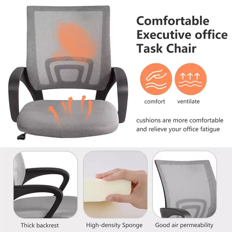 FDW Chaise de Bureau Maille Fauteuil d'Ordinateur avec Support Lombaire Accoudoir Chaise de Travail Réglable à Dossier Mi-Haut pour Femmes Adultes
