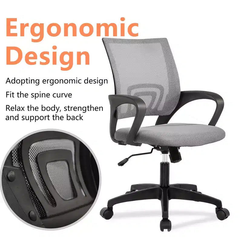 FDW Chaise de Bureau Maille Fauteuil d'Ordinateur avec Support Lombaire Accoudoir Chaise de Travail Réglable à Dossier Mi-Haut pour Femmes Adultes