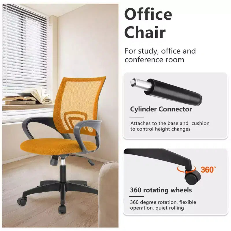 FDW Chaise de Bureau Maille Fauteuil d'Ordinateur avec Support Lombaire Accoudoir Chaise de Travail Réglable à Dossier Mi-Haut pour Femmes Adultes