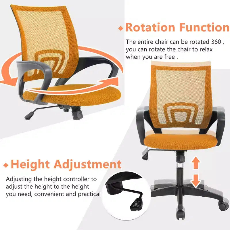 FDW Chaise de Bureau Maille Fauteuil d'Ordinateur avec Support Lombaire Accoudoir Chaise de Travail Réglable à Dossier Mi-Haut pour Femmes Adultes