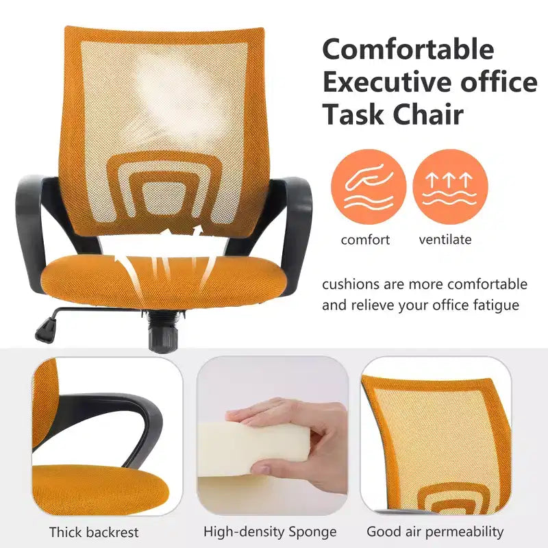 FDW Chaise de Bureau Maille Fauteuil d'Ordinateur avec Support Lombaire Accoudoir Chaise de Travail Réglable à Dossier Mi-Haut pour Femmes Adultes