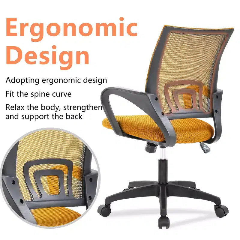 FDW Chaise de Bureau Maille Fauteuil d'Ordinateur avec Support Lombaire Accoudoir Chaise de Travail Réglable à Dossier Mi-Haut pour Femmes Adultes