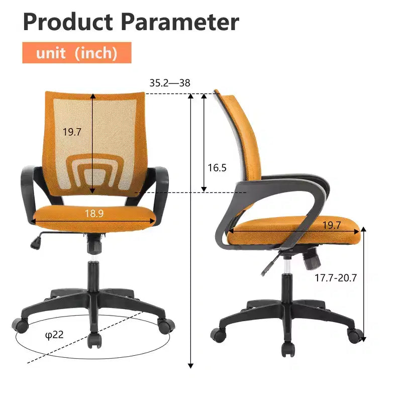 FDW Chaise de Bureau Maille Fauteuil d'Ordinateur avec Support Lombaire Accoudoir Chaise de Travail Réglable à Dossier Mi-Haut pour Femmes Adultes