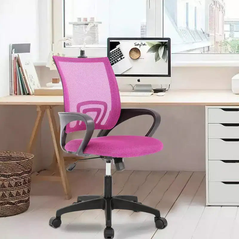 FDW Chaise de Bureau Maille Fauteuil d'Ordinateur avec Support Lombaire Accoudoir Chaise de Travail Réglable à Dossier Mi-Haut pour Femmes Adultes