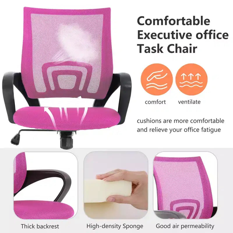 FDW Chaise de Bureau Maille Fauteuil d'Ordinateur avec Support Lombaire Accoudoir Chaise de Travail Réglable à Dossier Mi-Haut pour Femmes Adultes