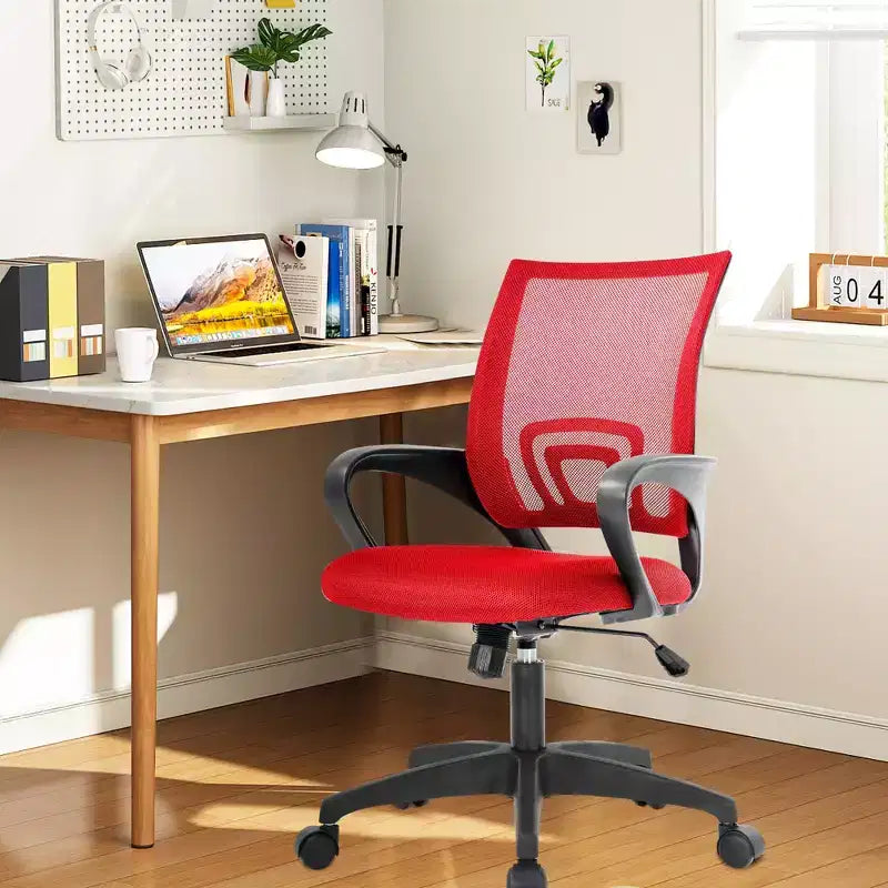 FDW Chaise de Bureau Maille Fauteuil d'Ordinateur avec Support Lombaire Accoudoir Chaise de Travail Réglable à Dossier Mi-Haut pour Femmes Adultes