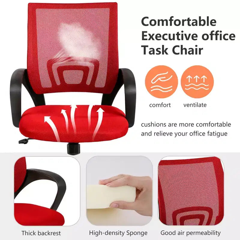 FDW Chaise de Bureau Maille Fauteuil d'Ordinateur avec Support Lombaire Accoudoir Chaise de Travail Réglable à Dossier Mi-Haut pour Femmes Adultes