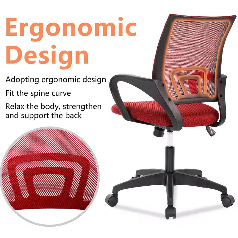 FDW Chaise de Bureau Maille Fauteuil d'Ordinateur avec Support Lombaire Accoudoir Chaise de Travail Réglable à Dossier Mi-Haut pour Femmes Adultes