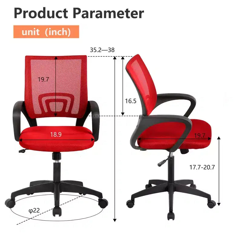 FDW Chaise de Bureau Maille Fauteuil d'Ordinateur avec Support Lombaire Accoudoir Chaise de Travail Réglable à Dossier Mi-Haut pour Femmes Adultes