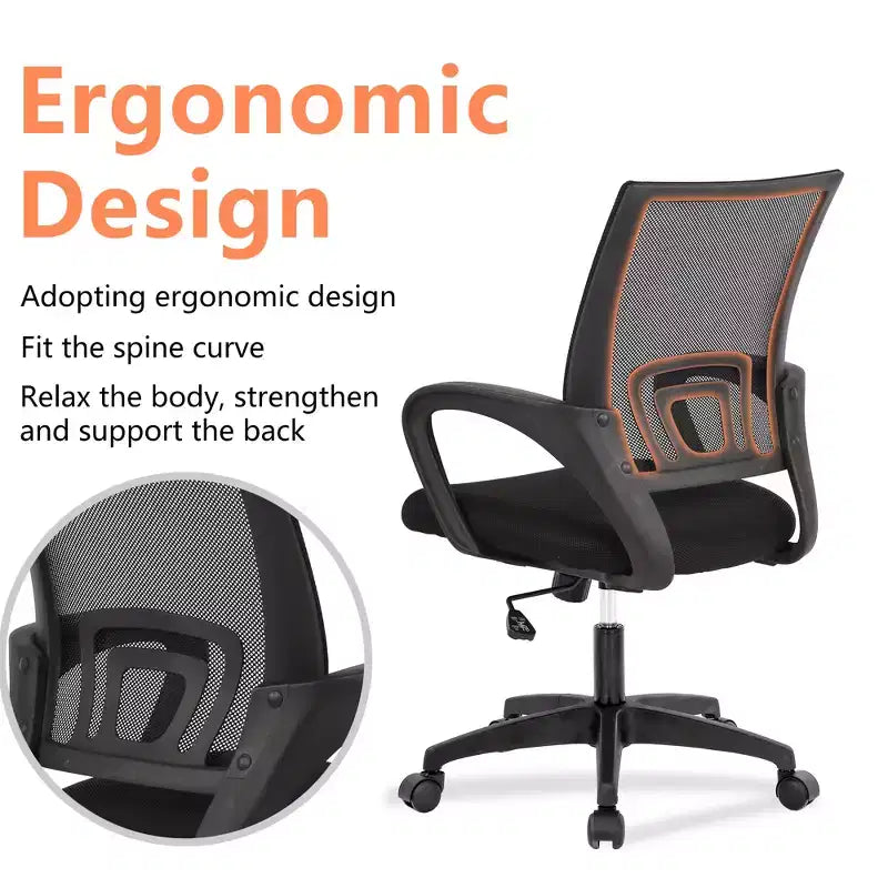 FDW Chaise de Bureau Maille Fauteuil d'Ordinateur avec Support Lombaire Accoudoir Chaise de Travail Réglable à Dossier Mi-Haut pour Femmes Adultes