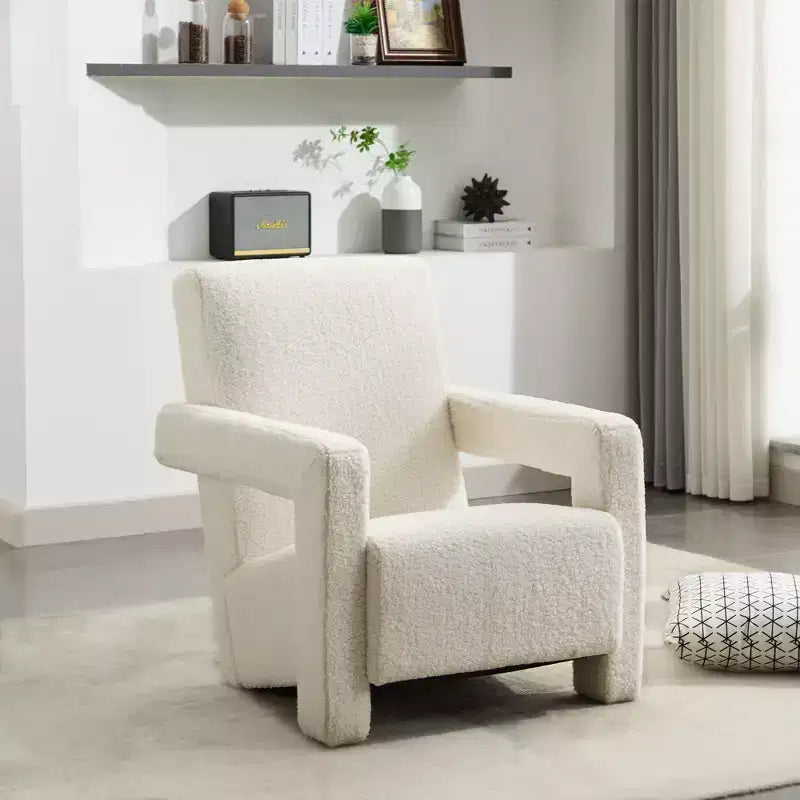Hyleory Fauteuil d'appoint moderne 73,9 cm, Fauteuil Adirondack rembourré en molleton d'agneau pour salon, chambre à coucher ou salle de maquillage
