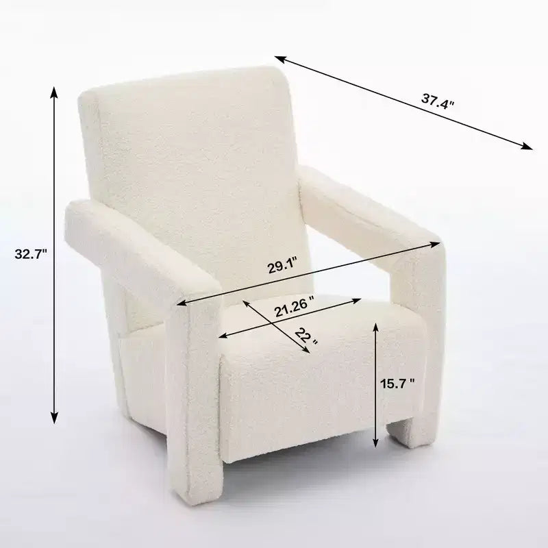 Hyleory Fauteuil d'appoint moderne 73,9 cm, Fauteuil Adirondack rembourré en molleton d'agneau pour salon, chambre à coucher ou salle de maquillage