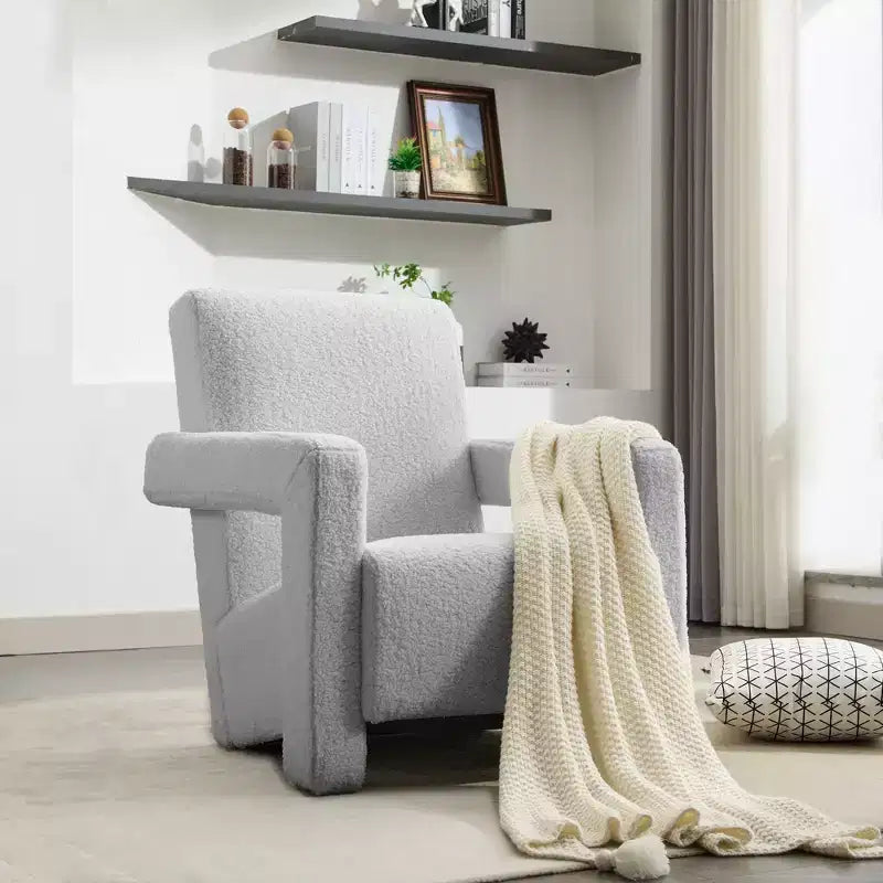 Hyleory Fauteuil d'appoint moderne 73,9 cm, Fauteuil Adirondack rembourré en molleton d'agneau pour salon, chambre à coucher ou salle de maquillage