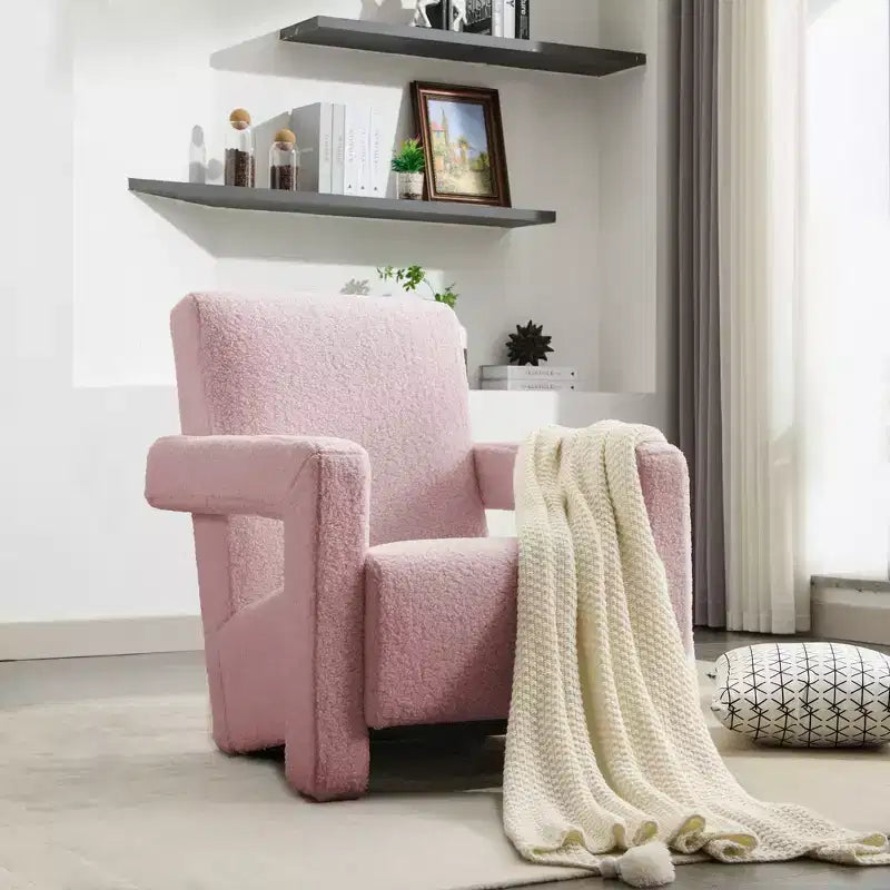 Hyleory Fauteuil d'appoint moderne 73,9 cm, Fauteuil Adirondack rembourré en molleton d'agneau pour salon, chambre à coucher ou salle de maquillage