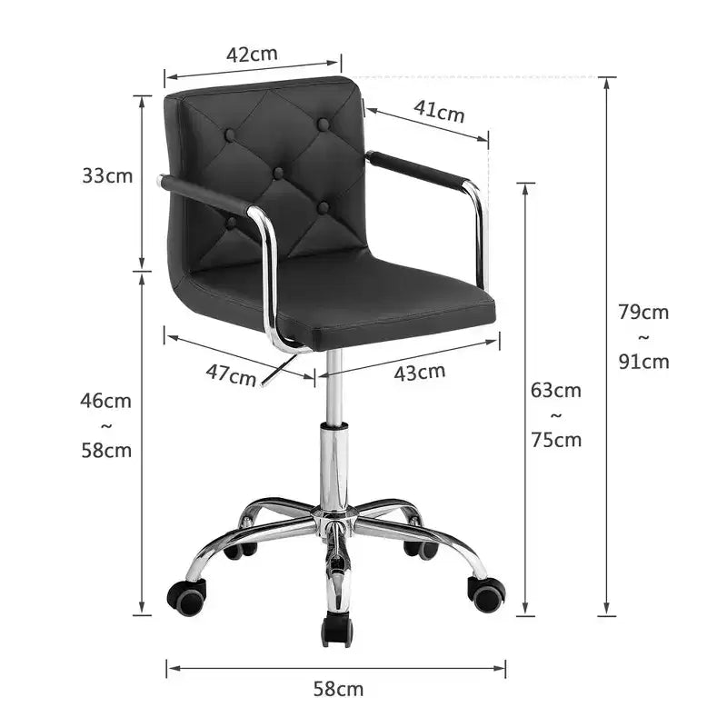 Chaise de bureau à roulettes VECELO, hauteur réglable