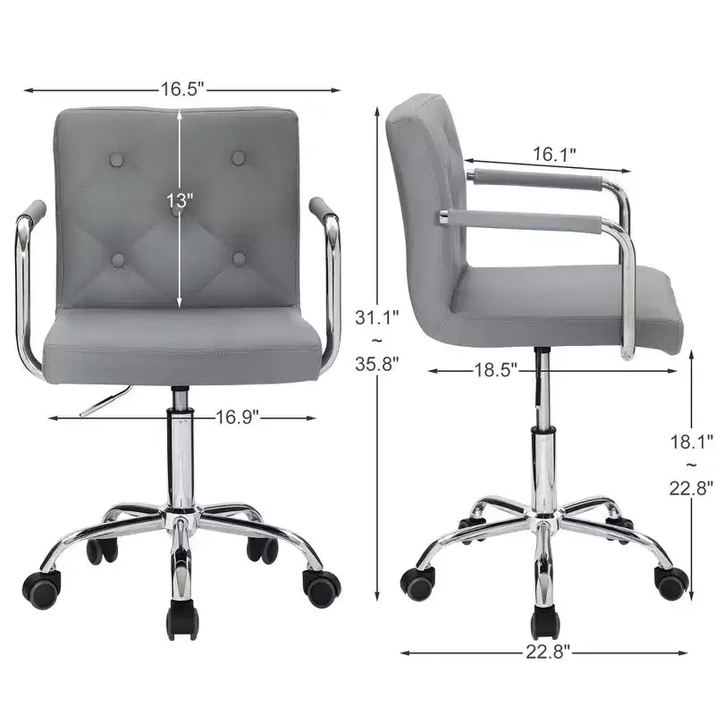 Chaise de bureau à roulettes VECELO, hauteur réglable