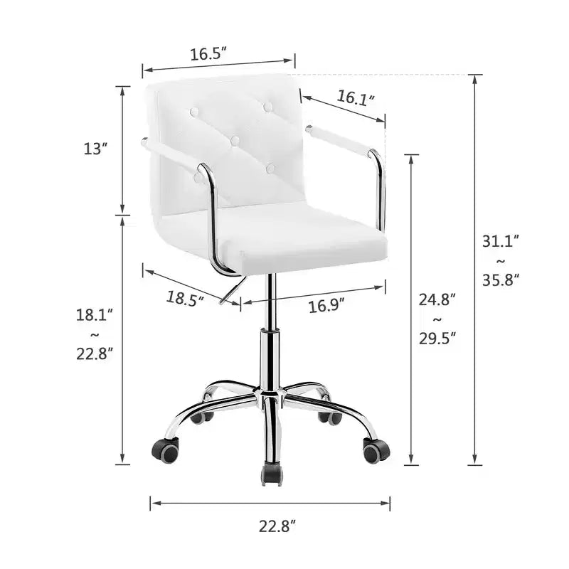 Chaise de bureau à roulettes VECELO, hauteur réglable