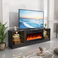 Meuble TV de cheminée Erommy avec cheminée électrique de 40 pouces, centre de divertissement avec étagères en verre réglables, console TV pour téléviseurs jusqu'à 79 pouces