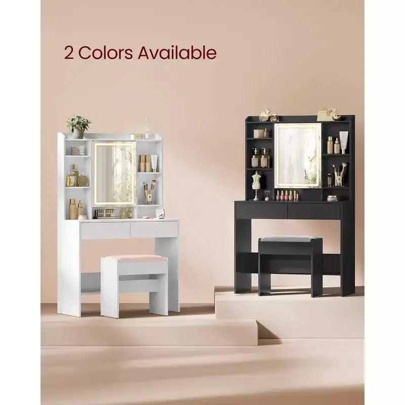 VASAGLE Vanity Desk with Mirror and Light