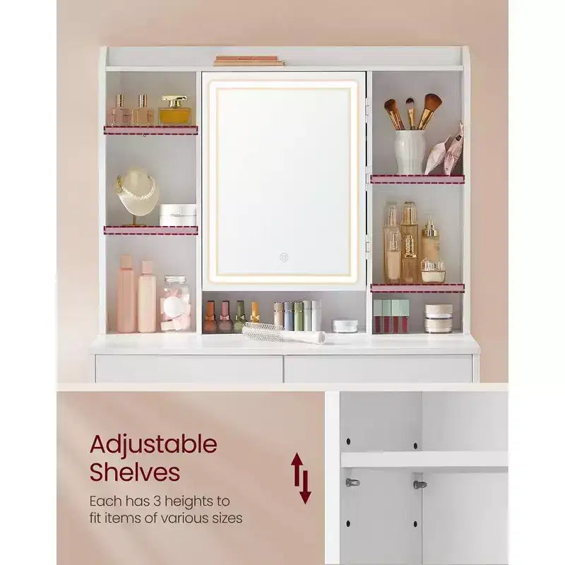 VASAGLE Vanity Desk with Mirror and Light
