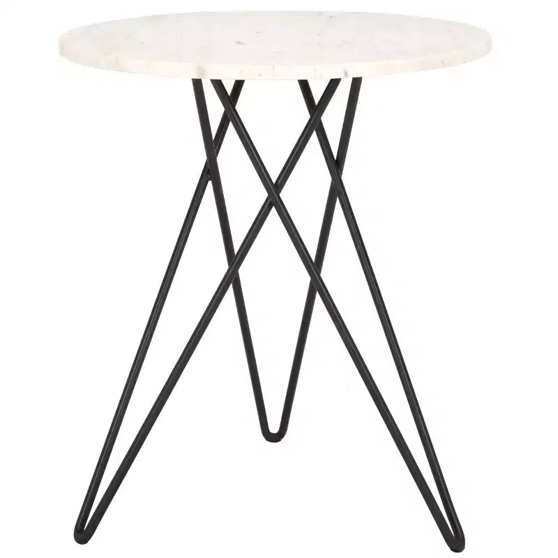 Cade Marble Side Table - ACC3713A - White Marble/Black - Safavieh