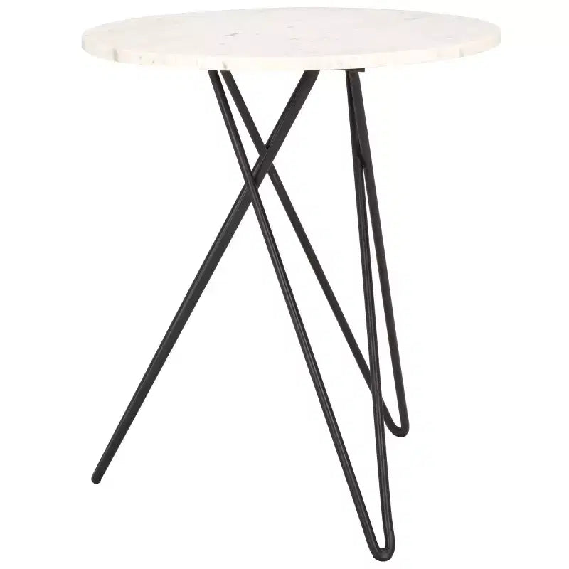 Cade Marble Side Table - ACC3713A - White Marble/Black - Safavieh