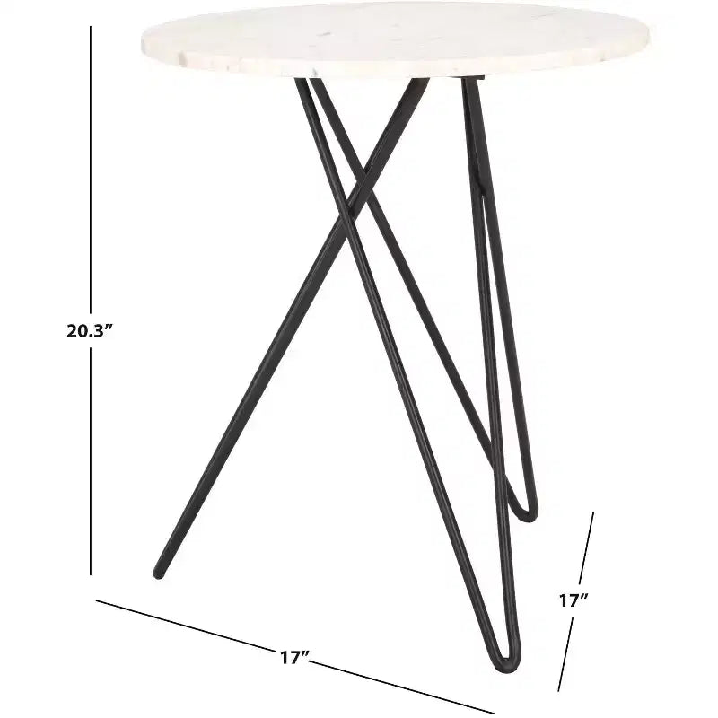 Cade Marble Side Table - ACC3713A - White Marble/Black - Safavieh