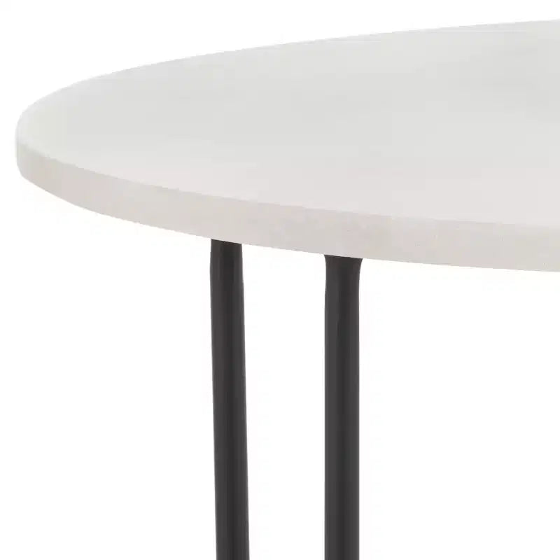 Eloblaire Round Accent Table - ACC4605A - White Marble/Black - Safavieh