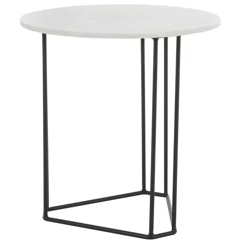 Eloblaire Round Accent Table - ACC4605A - White Marble/Black - Safavieh