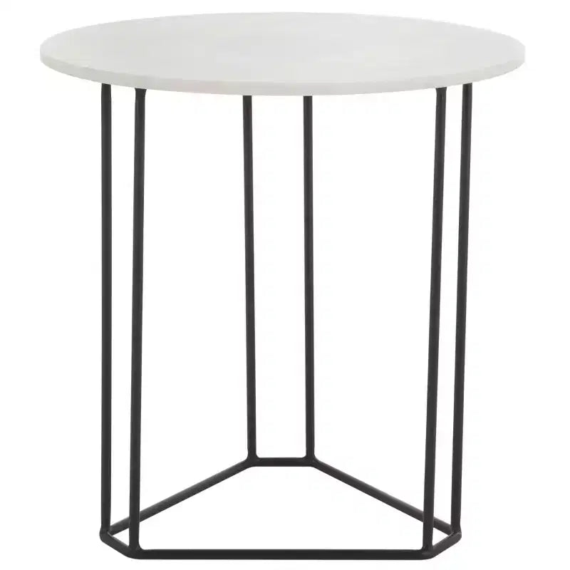Eloblaire Round Accent Table - ACC4605A - White Marble/Black - Safavieh