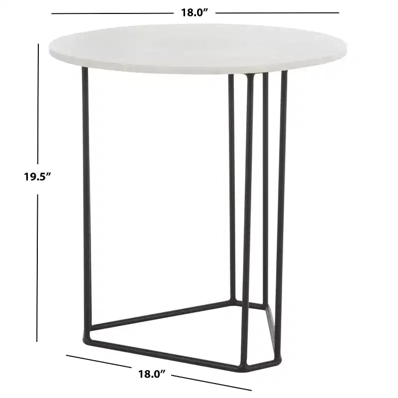 Eloblaire Round Accent Table - ACC4605A - White Marble/Black - Safavieh