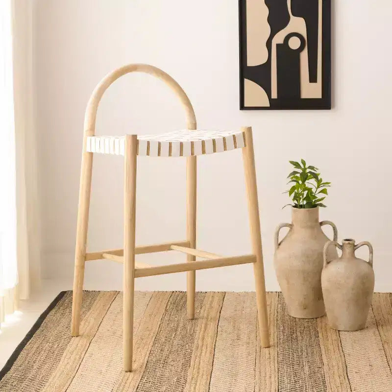 Rhyan Bar Stool - BST1204A - White/Natural - Safavieh