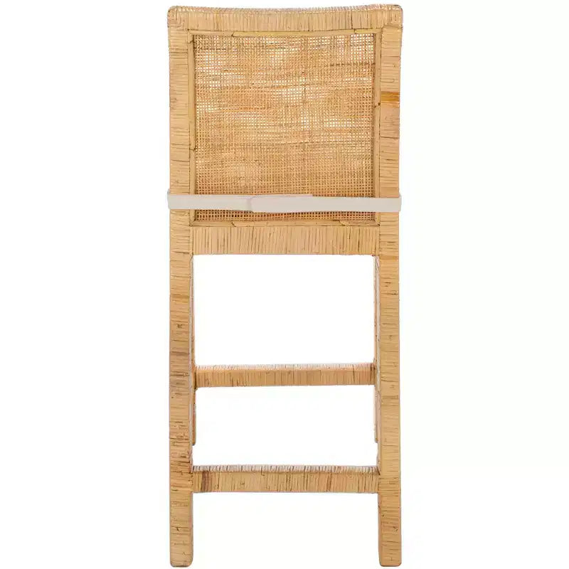Tojo Cane Counter Stool With Cushion - BST6502 - White/Natural - Safavieh