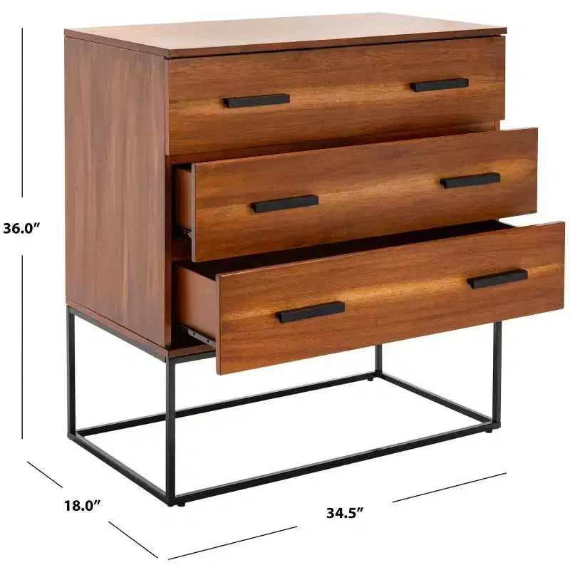 Marquise 3 Drawer Chest - CHS5002 - Brown - Safavieh