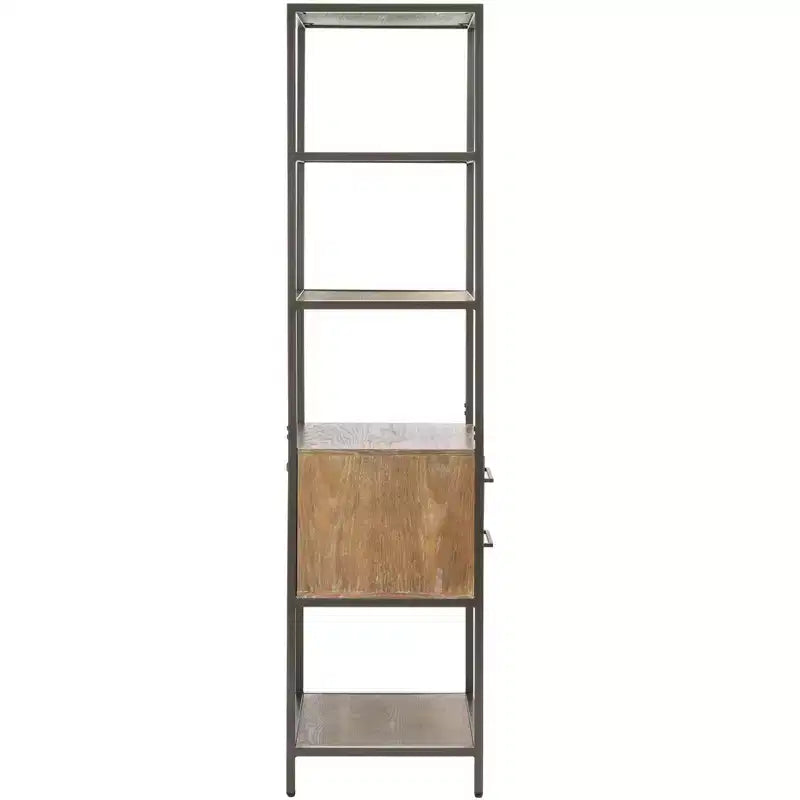 Étagère Jola 5 tablettes 1 tiroir - ETG6400 - Chêne rustique/Bronze canon de fusil - Safavieh