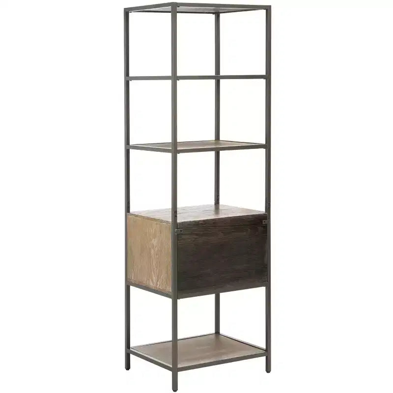 Étagère Jola 5 tablettes 1 tiroir - ETG6400 - Chêne rustique/Bronze canon de fusil - Safavieh