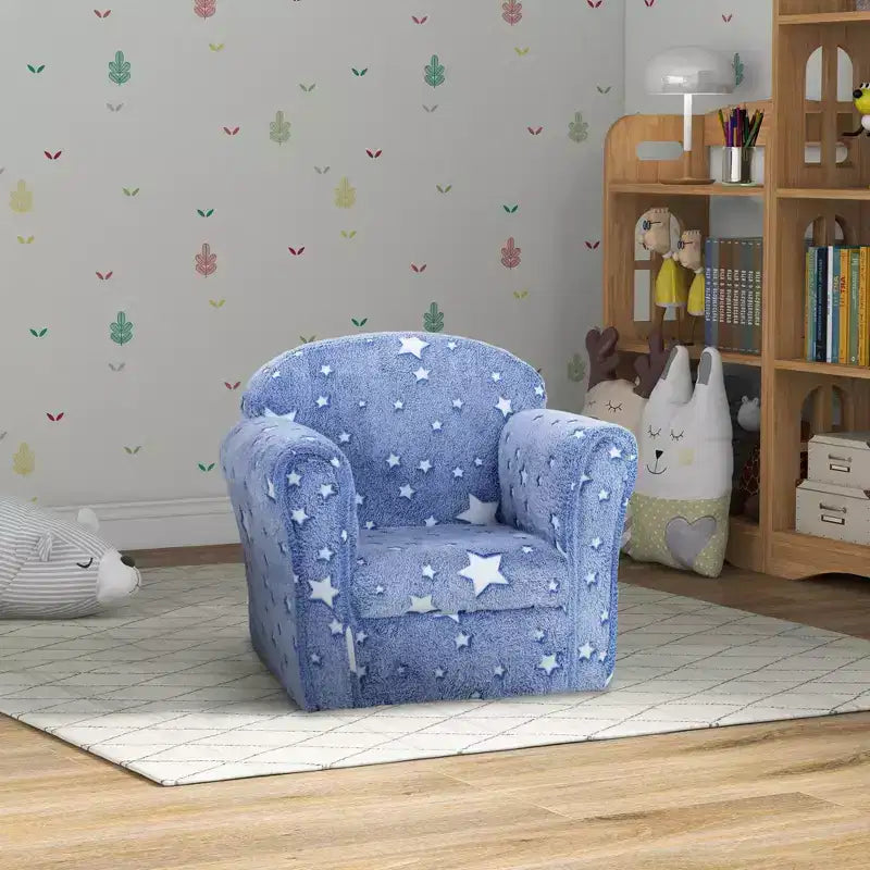 Canapé pour enfant Qaba, canapé pour tout-petit avec motif étoile phosphorescent et cadre en bois, canapé rembourré pour bébé de 18 à 36 mois