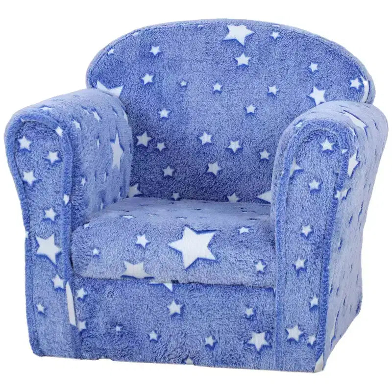 Canapé pour enfant Qaba, canapé pour tout-petit avec motif étoile phosphorescent et cadre en bois, canapé rembourré pour bébé de 18 à 36 mois