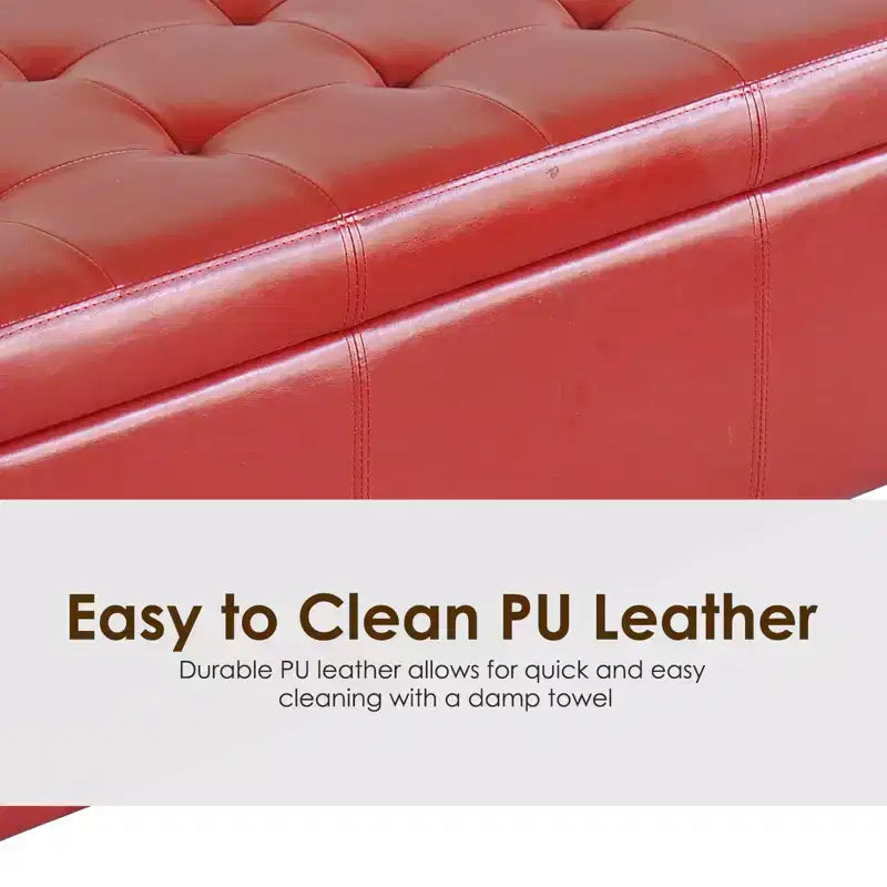 HOMCOM 51 Faux Leather Rectangular Tufted Storage Ottoman