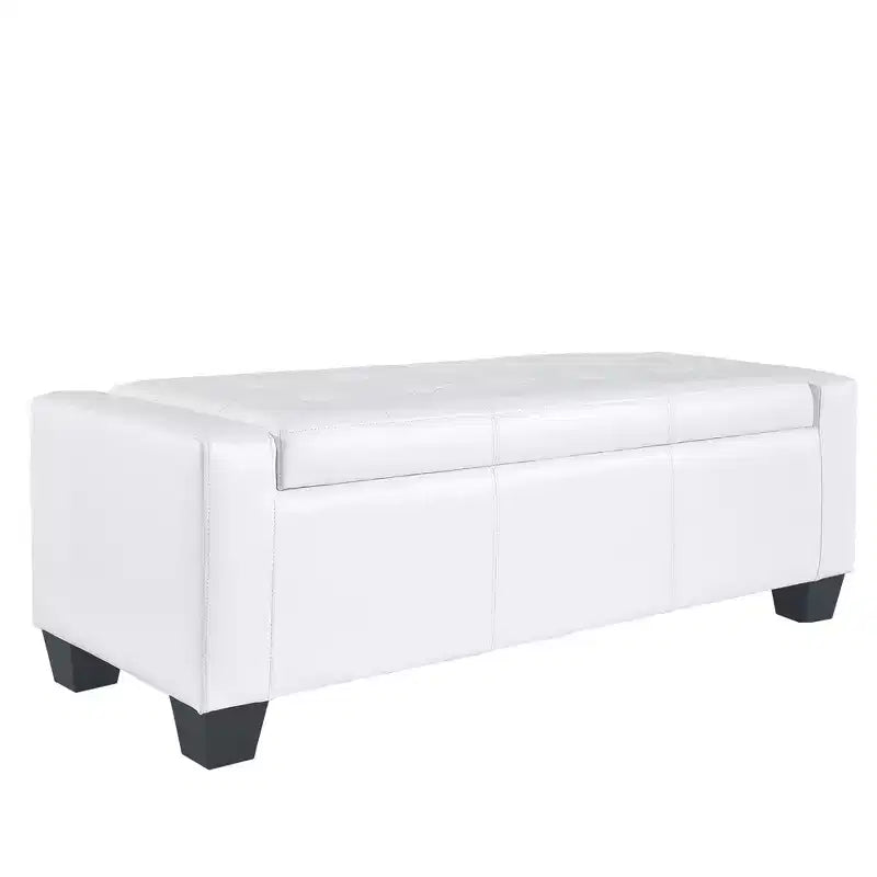 HOMCOM 51 Faux Leather Rectangular Tufted Storage Ottoman