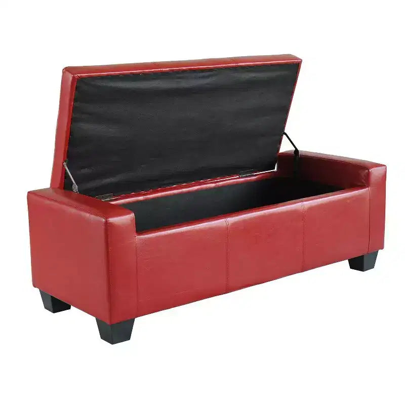 HOMCOM 51 Faux Leather Rectangular Tufted Storage Ottoman