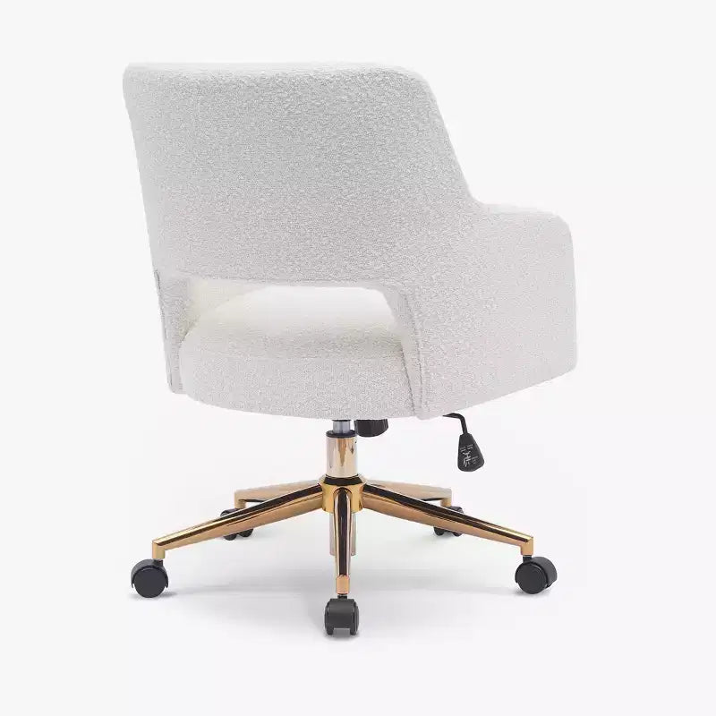 WestinTrends Genevieve Mid-Century Modern Swivel Office Chair With Wheels (Set Of 2), Cream
